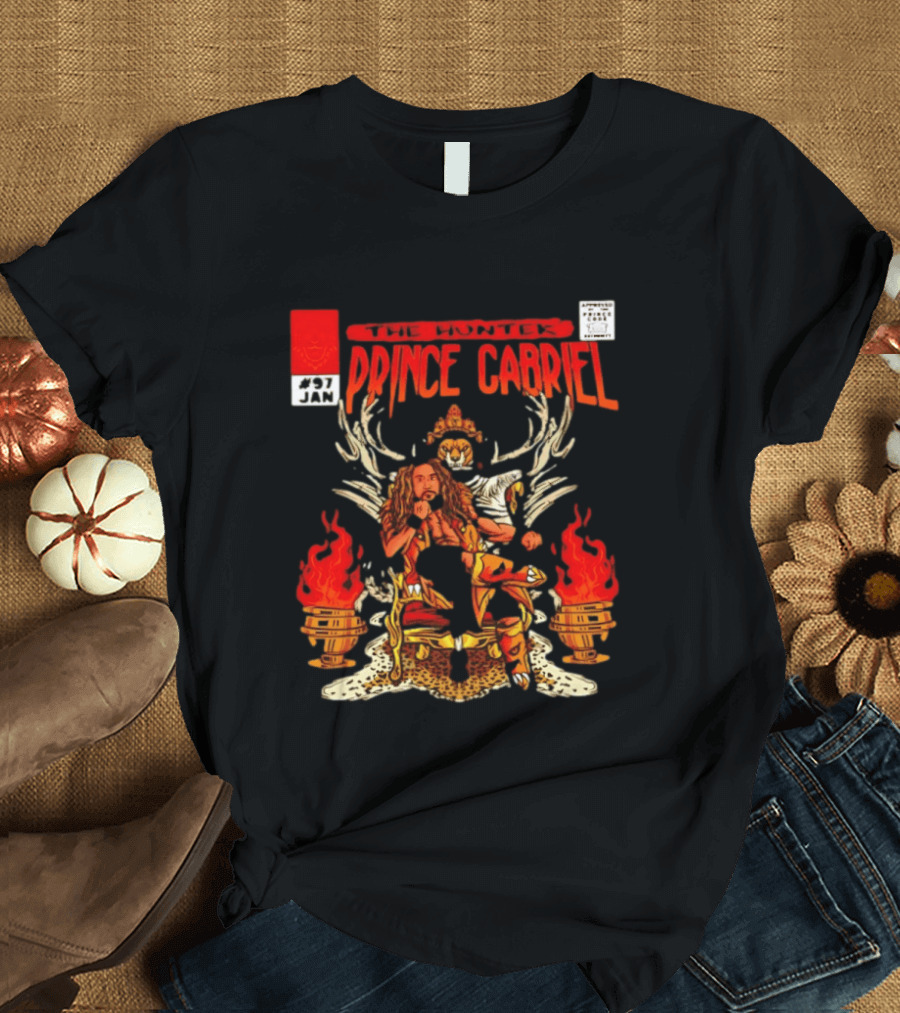 The Hunter Prince Gabriel 97 Jan Comic Book Cover Deer Antlers Flaming Torches T-Shirt