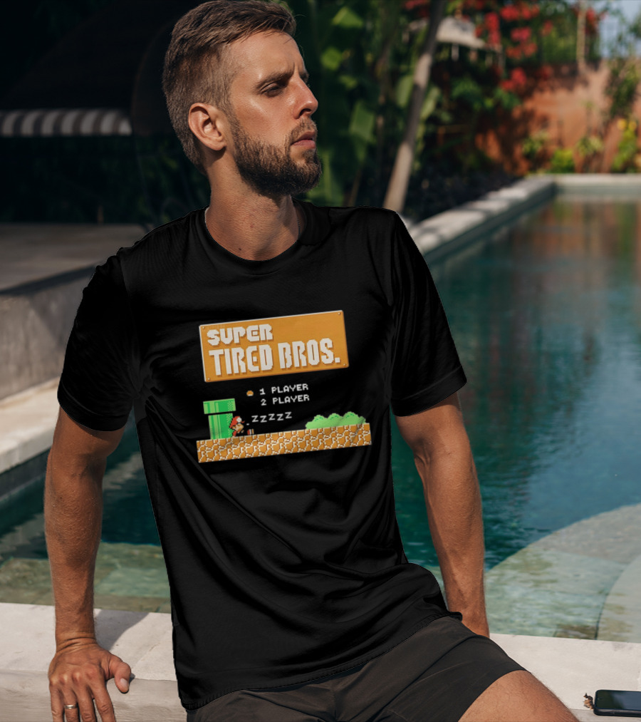 Super Tired Bros Sleepy ZZZZZ Mario 1 Player 2 Player T-Shirt