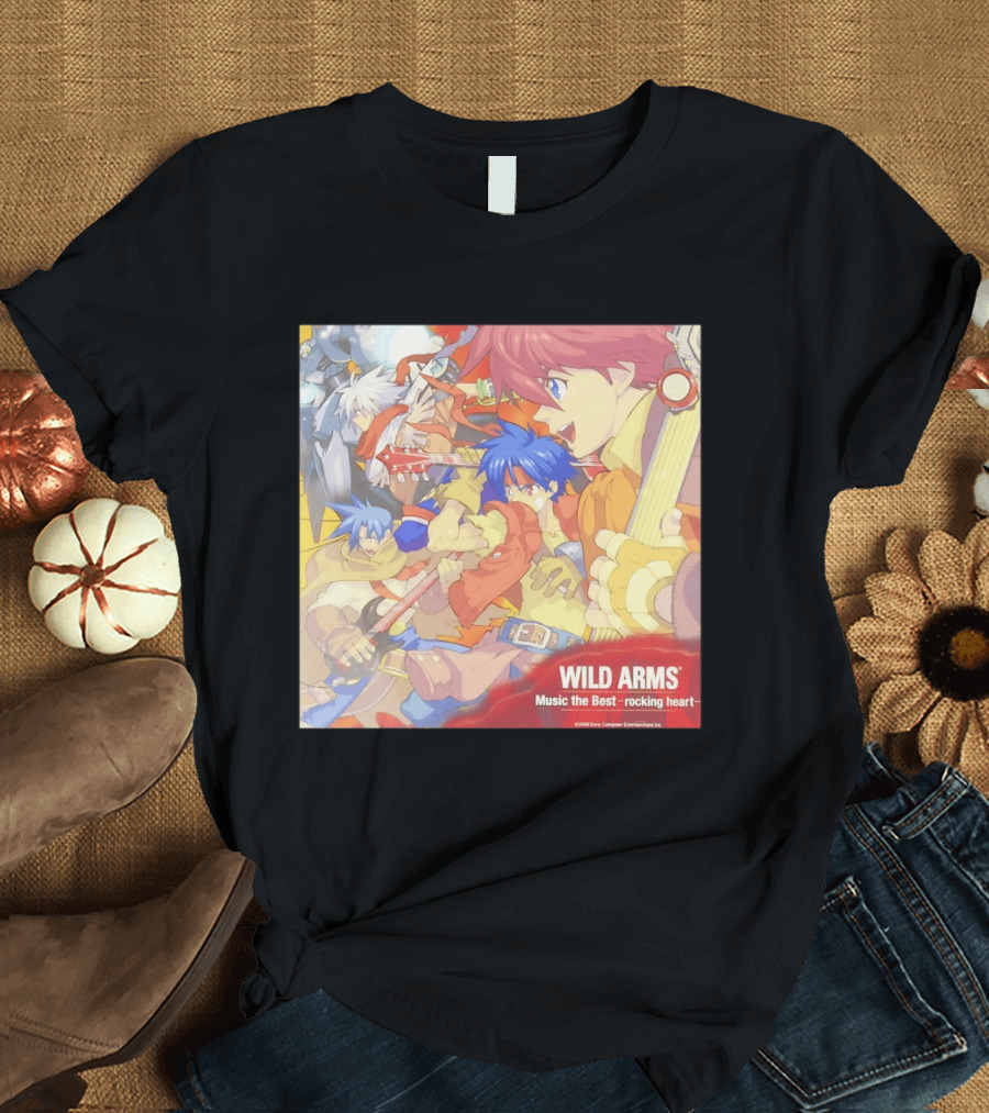 Wild Arms Music The Best Rocking Heart 2006 Anime Characters Playing Guitar T-Shirt