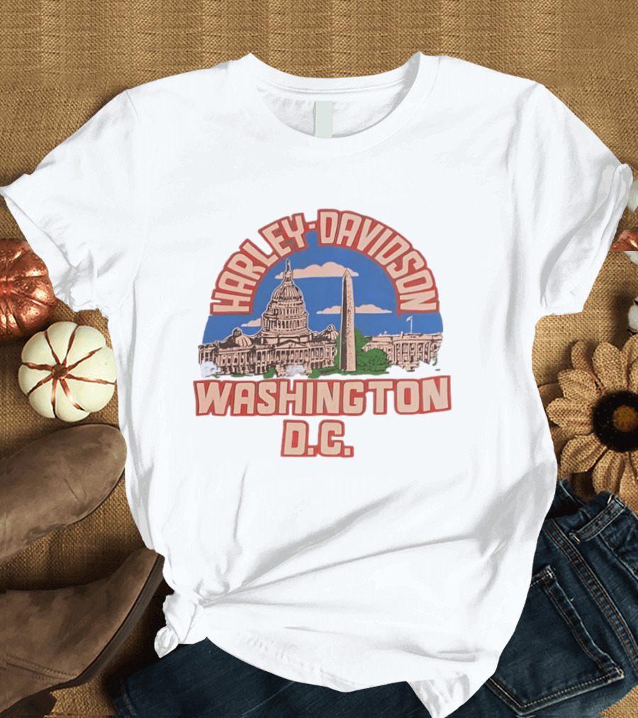 Harley Davidson Washington DC Capitol Washington Monument T-Shirt