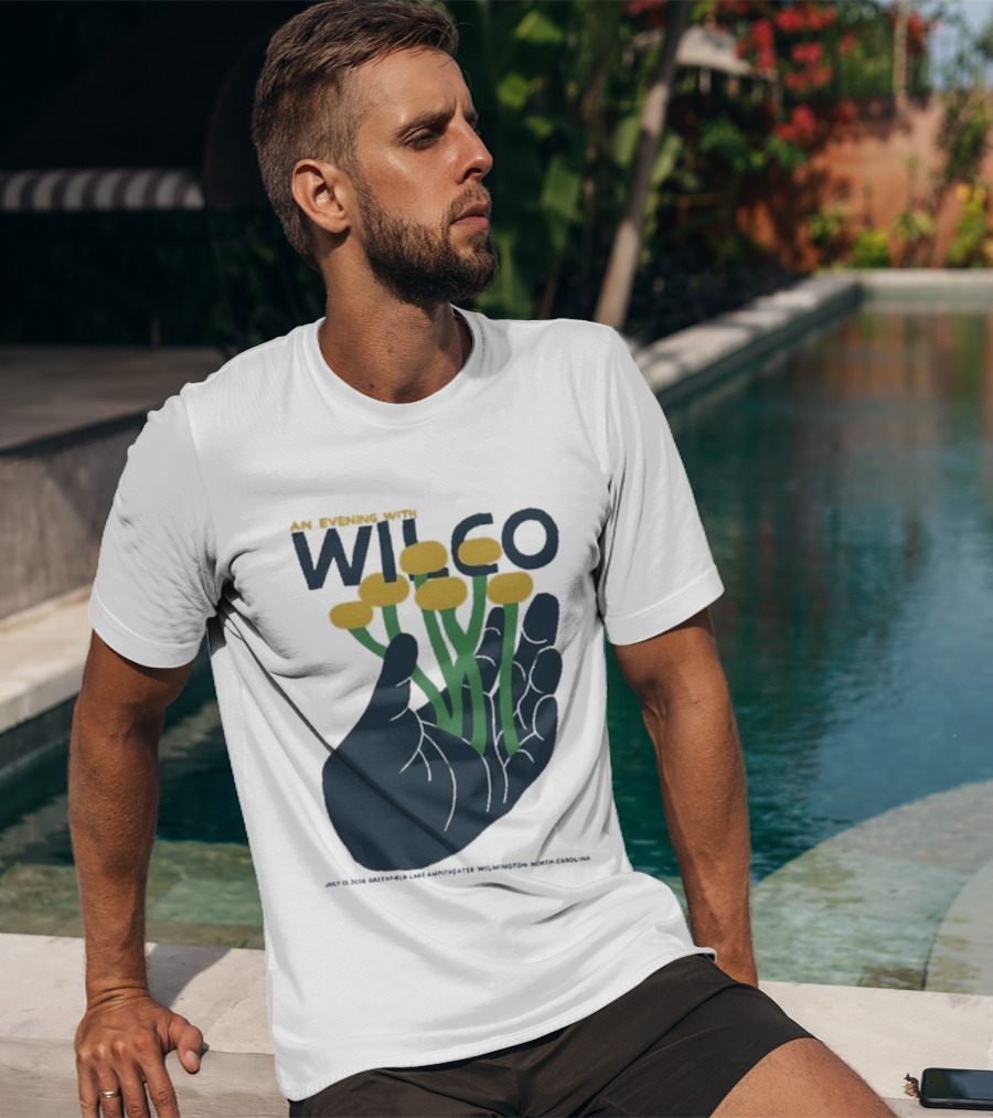 An Evening With Wilco Greenfield Lake Amphitheater 7 13 26 Wilmington NC Hand Flowers T-Shirt