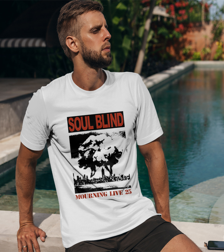 Soul Blind Mourning Live 25 Mushroom Cloud Explosion Over City Skyline T-Shirt