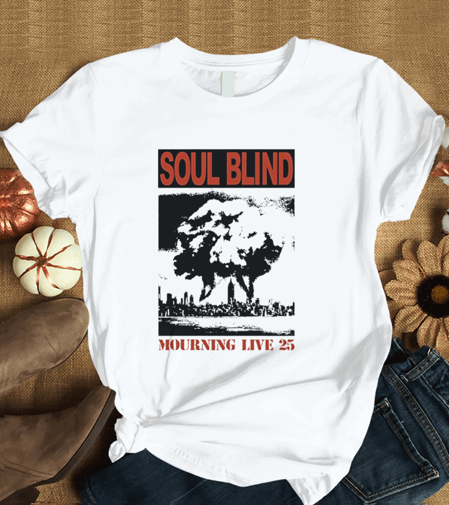 Soul Blind Mourning Live 25 Mushroom Cloud Explosion Over City Skyline T-Shirt