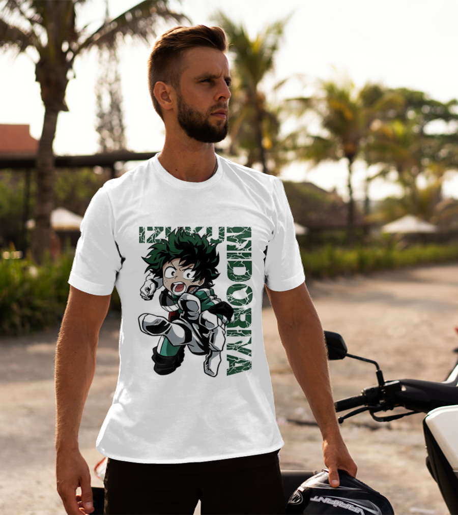 Izuku Midoriya Action Pose Green Hero Costume Anime T-Shirt
