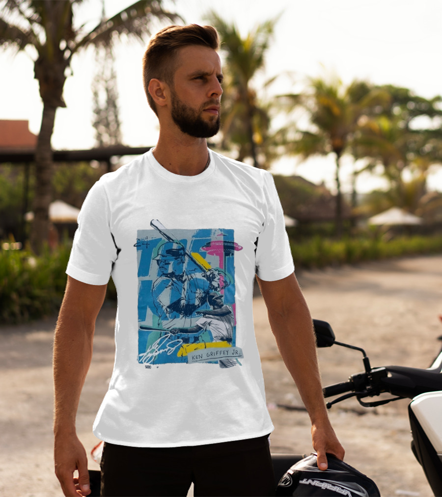 Ken Griffey Jr The Kid Baseball Legend Number 24 Seattle Skyline T-Shirt
