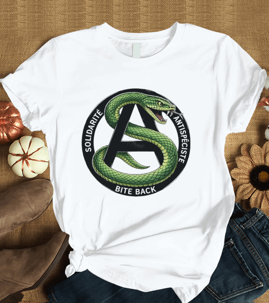 Solidarite Antispeciste Bite Back Anarchist Snake T-Shirt