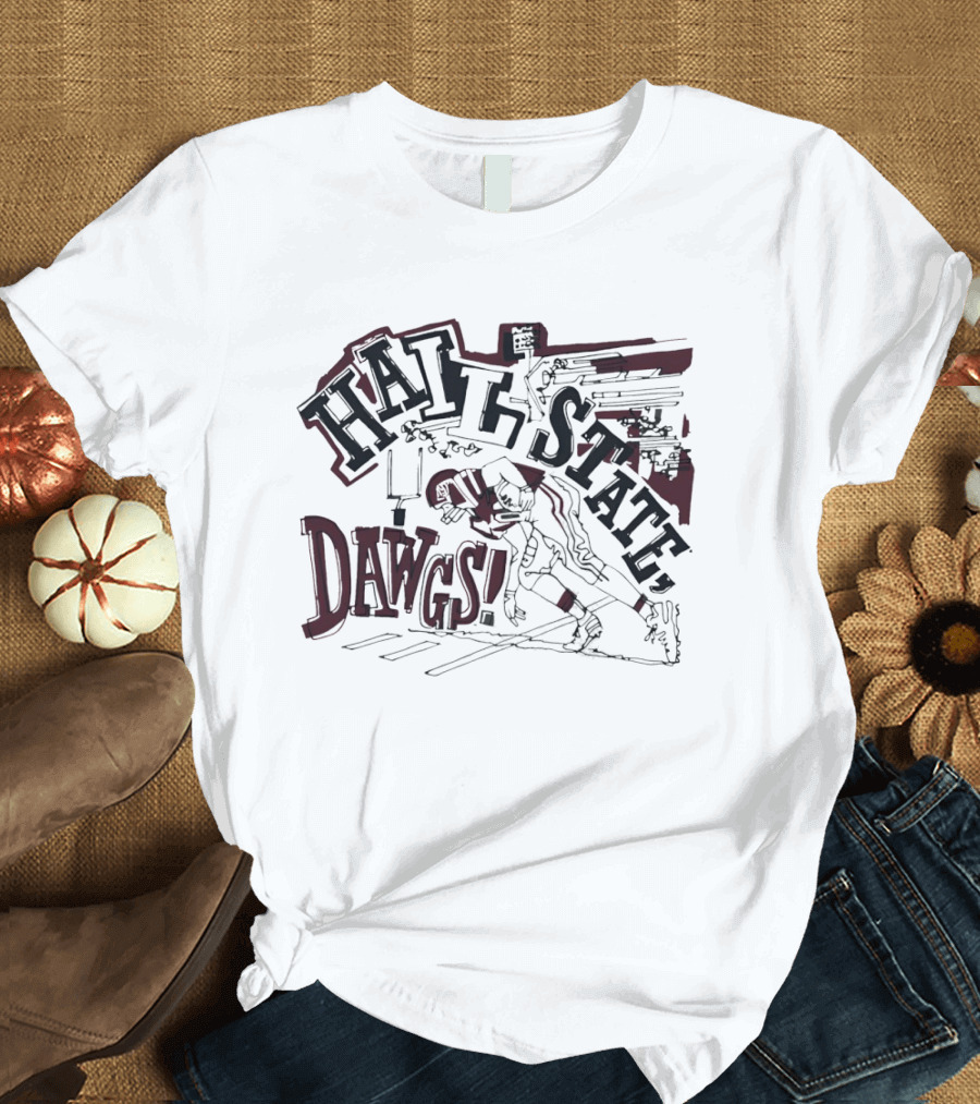 Hail State Dawgs Mississippi State Football Action Player T-Shirt