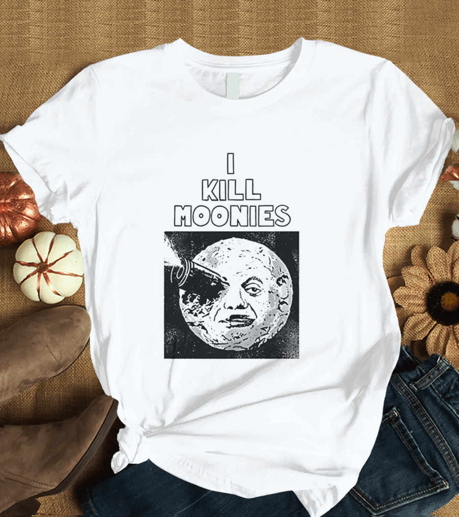 I Kill Moonies Man In The Moon Rocket Eye T-Shirt