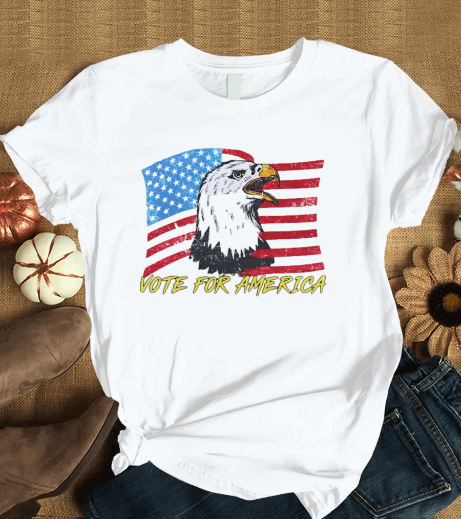 Vote For America Bald Eagle American Flag Stars And Stripes T-Shirt