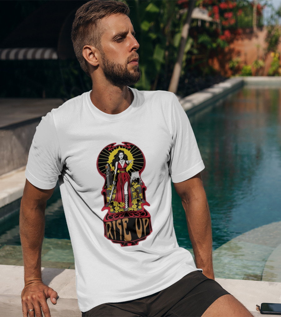 Rise Up Empowerment Resistance Activism Art Deco Warrior Woman T-Shirt