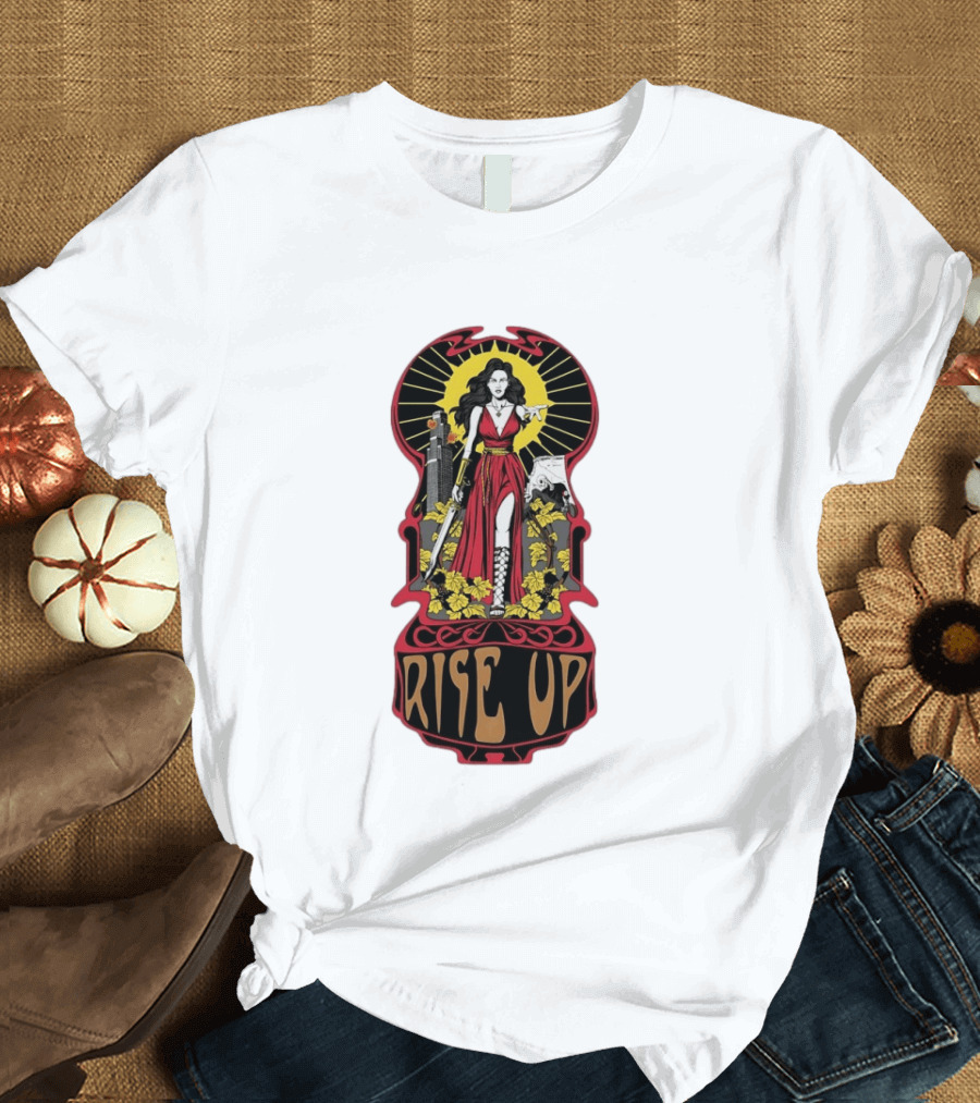 Rise Up Empowerment Resistance Activism Art Deco Warrior Woman T-Shirt