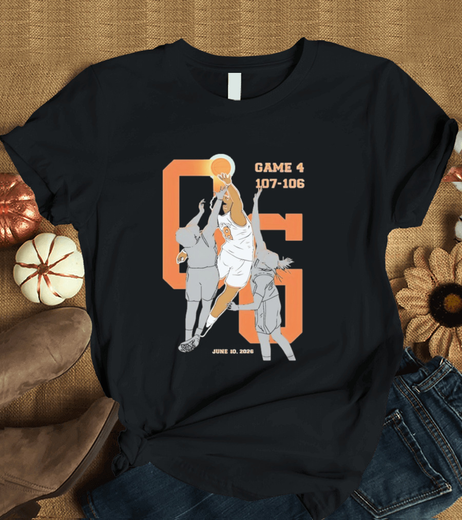 Game 4 107 106 June 10 2026 Basketball Player Dunk Action T-Shirt
