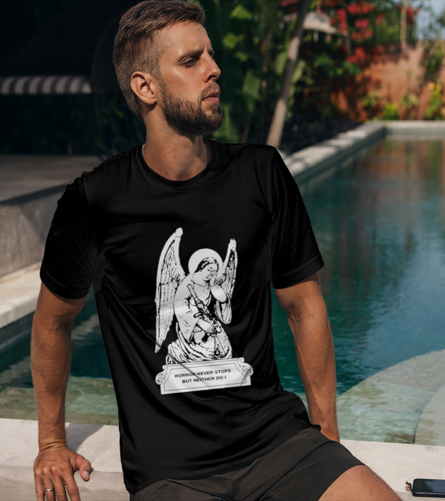 Horror Never Stops Angel With Rifle Resilience T-Shirt