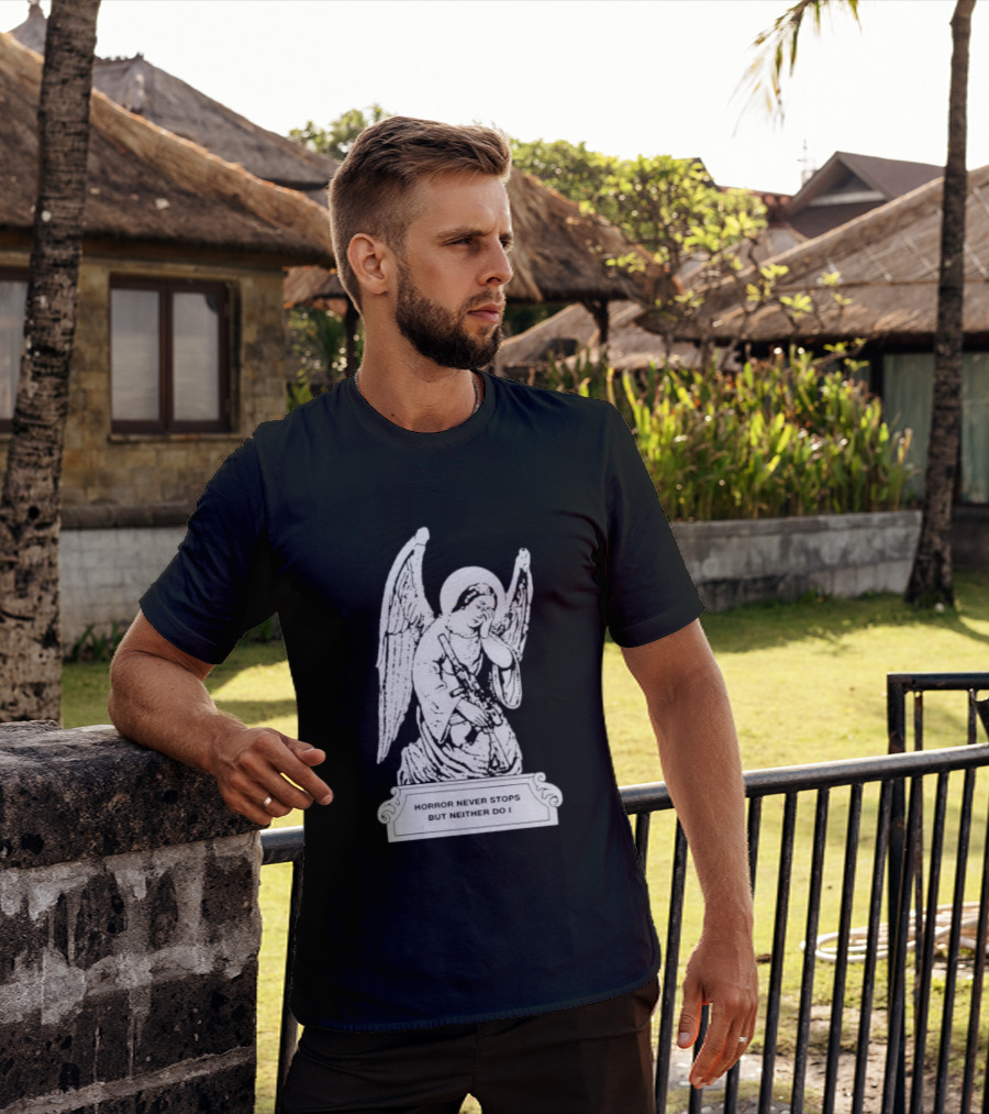 Horror Never Stops Angel With Rifle Resilience T-Shirt
