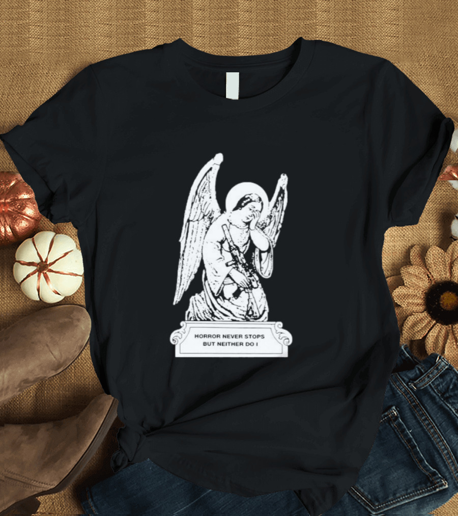 Horror Never Stops Angel With Rifle Resilience T-Shirt