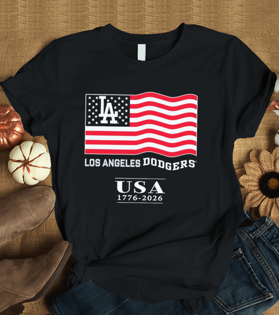 Los Angeles Dodgers USA Flag 1776 2026 T-Shirt