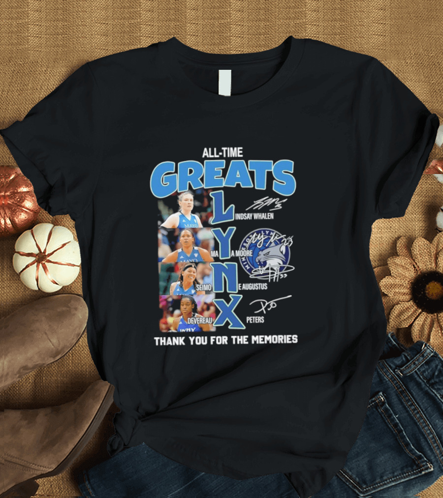 Minnesota Lynx All Time Greats Thank You For The Memories Signatures T-Shirt