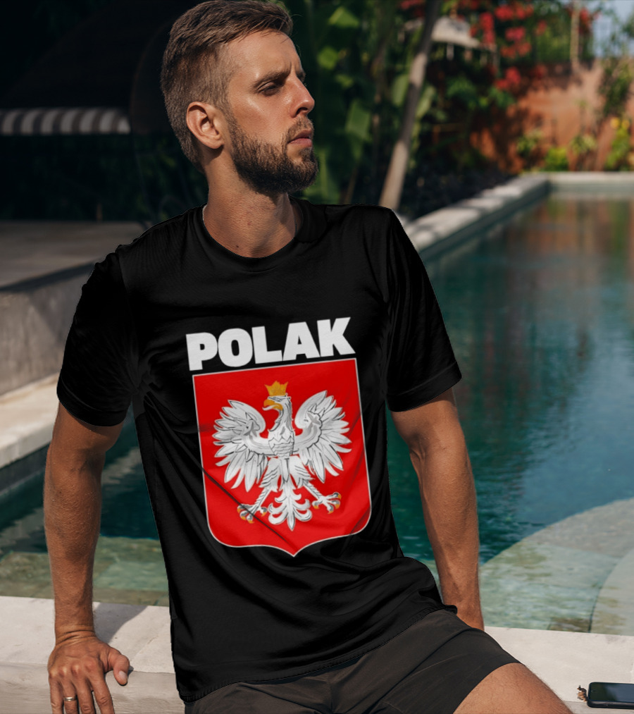 Polak Polish Eagle Emblem White Text Red T-Shirt