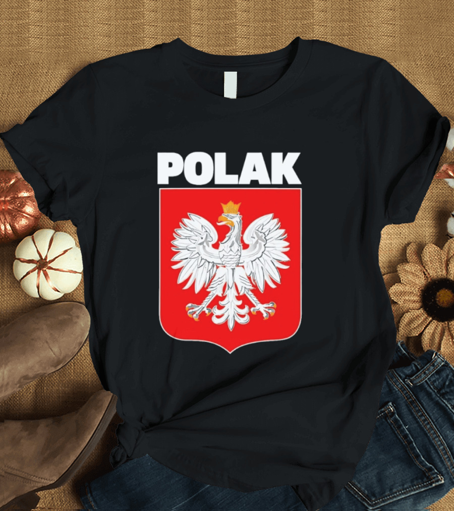 Polak Polish Eagle Emblem White Text Red T-Shirt