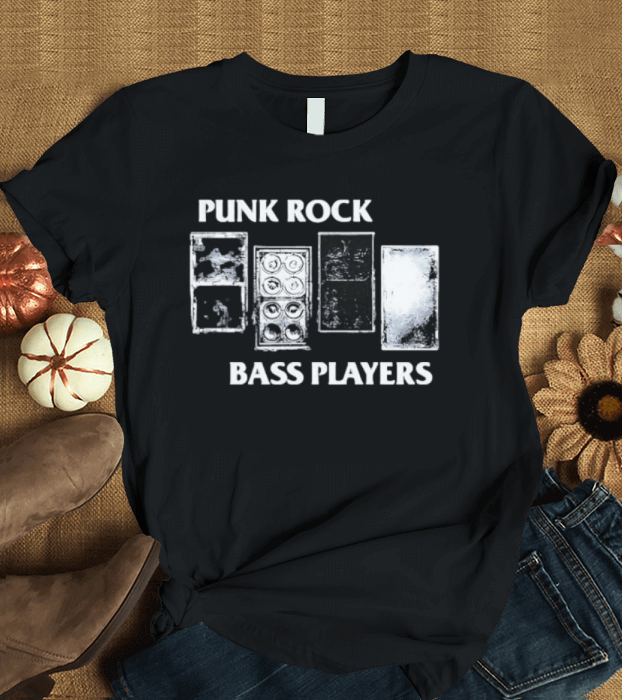 Punk Rock Bass Players Amplifier Musician Black White Speaker Cabinet T-Shirt