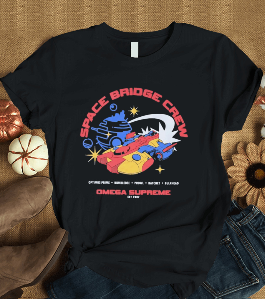 Space Bridge Crew Omega Supreme Optimus Prime Bumblebee Prowl Ratchet Bulkhead T-Shirt