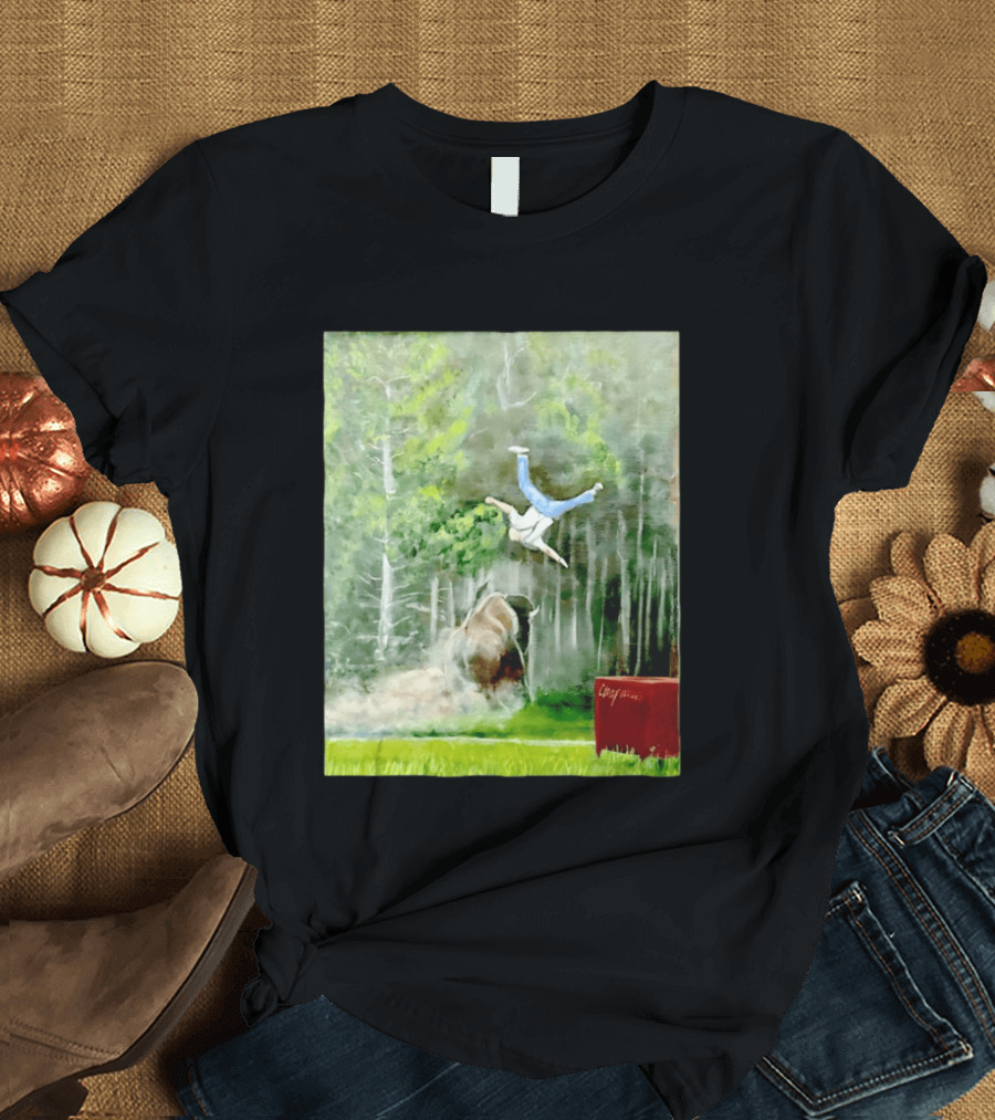 Sportman Epic Bison Attack Wildlife Painting T-Shirt