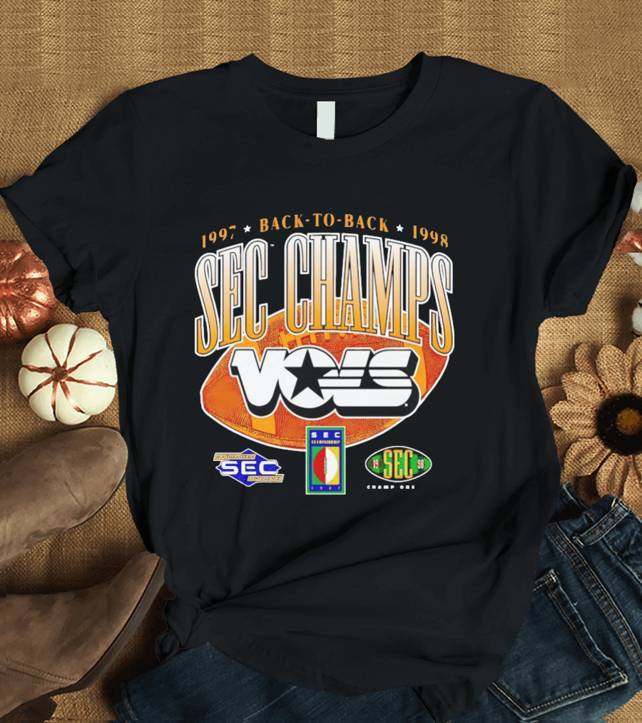 Tennessee Volunteers Vols SEC Champs Back To Back 1997 1998 Football Southeastern Conference Championship T-Shirt