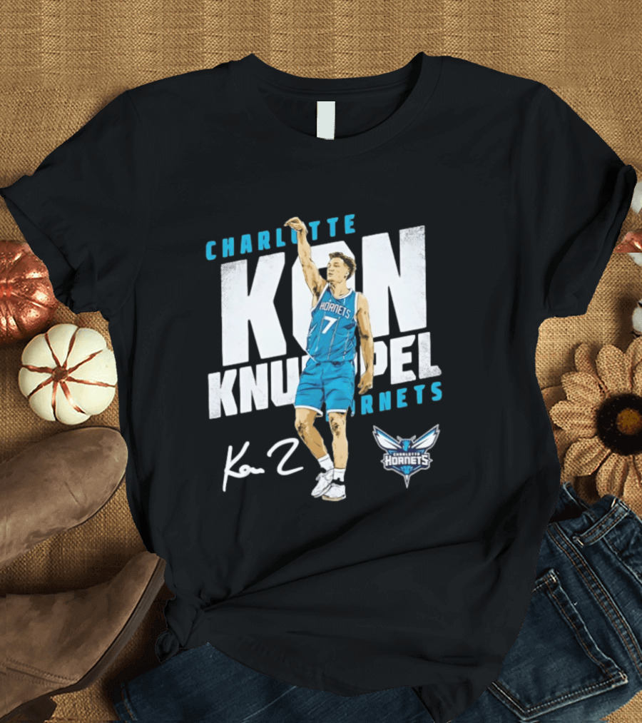 Charlotte Hornets Kon Knueppel Basketball 7 Signature T-Shirt
