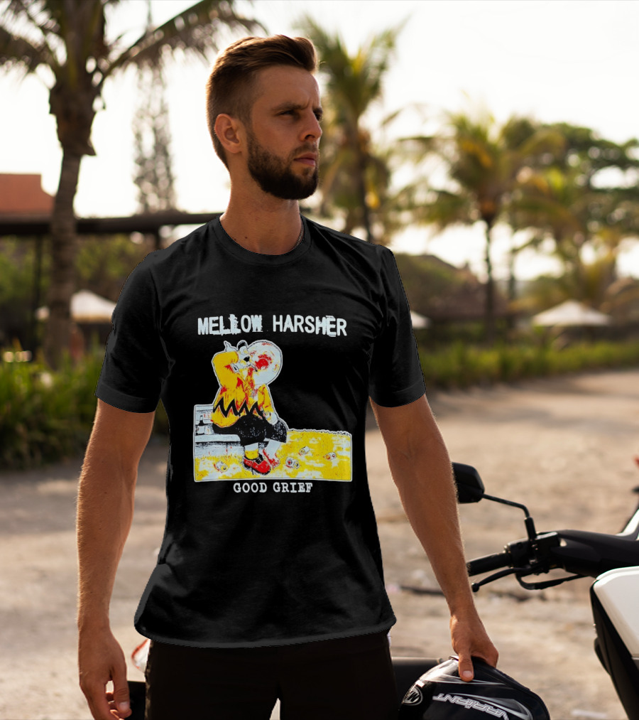 Mellow Harsher Good Grief Charlie Brown Drinking Image T-Shirt