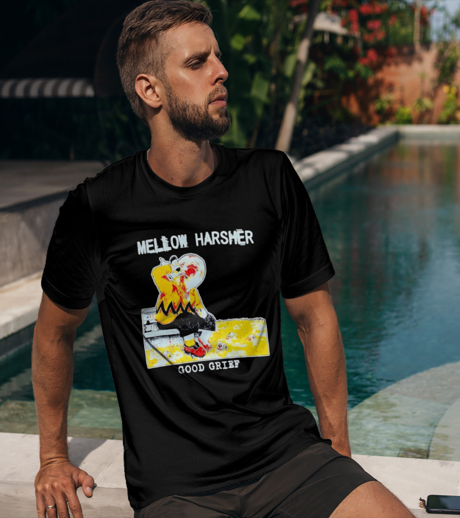 Mellow Harsher Good Grief Charlie Brown Drinking Image T-Shirt