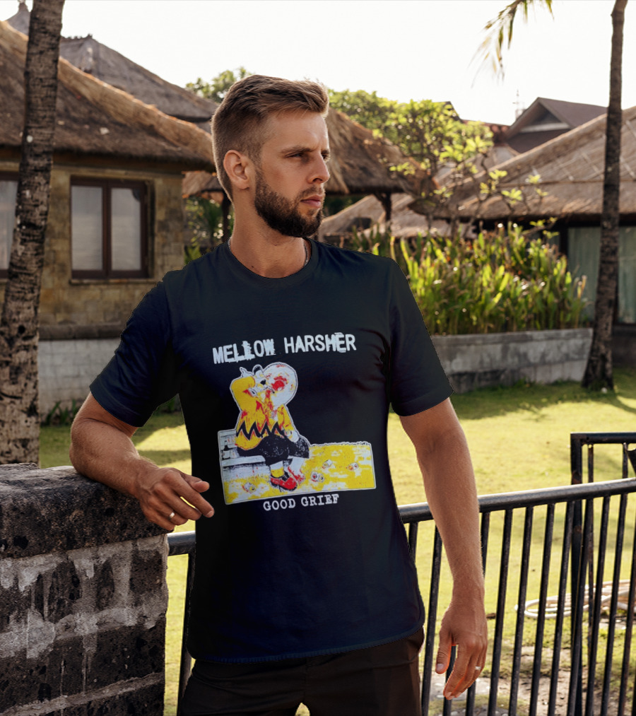 Mellow Harsher Good Grief Charlie Brown Drinking Image T-Shirt