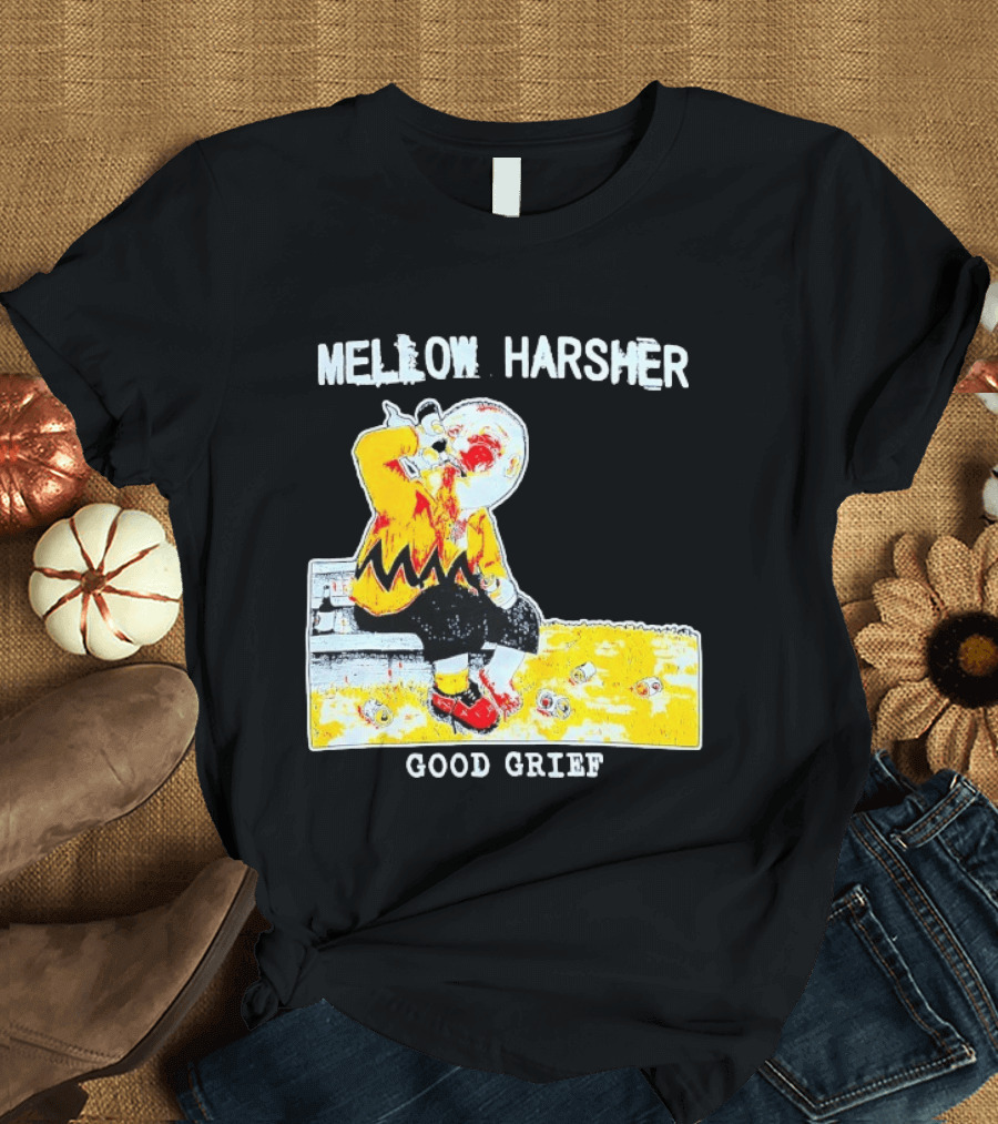 Mellow Harsher Good Grief Charlie Brown Drinking Image T-Shirt