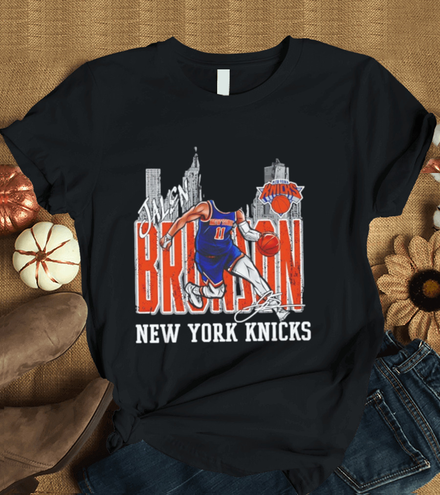 Jalen Brunson New York Knicks Basketball City Skyline T-Shirt