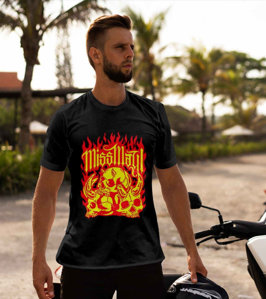 Miss May I Flaming Skulls Fire Metalcore Band T-Shirt
