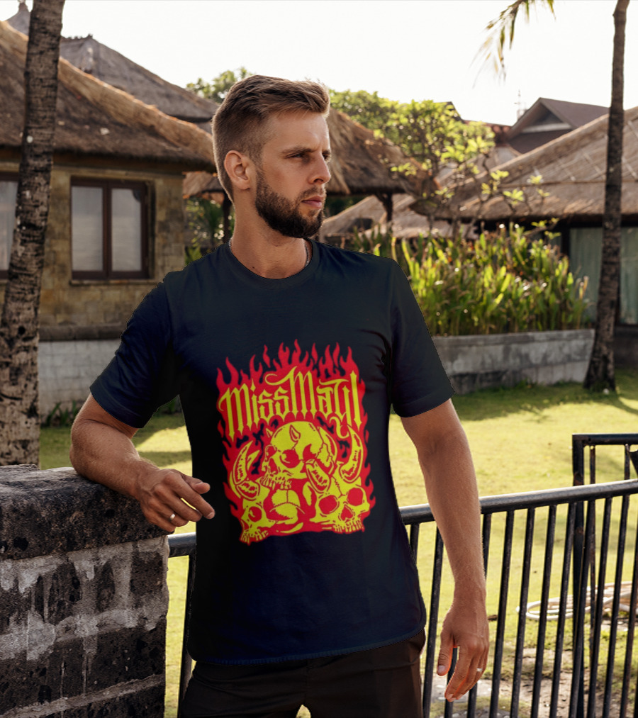 Miss May I Flaming Skulls Fire Metalcore Band T-Shirt