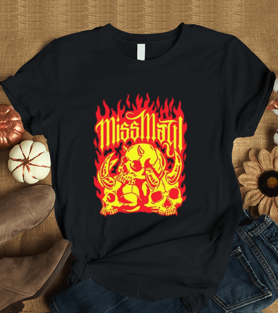 Miss May I Flaming Skulls Fire Metalcore Band T-Shirt