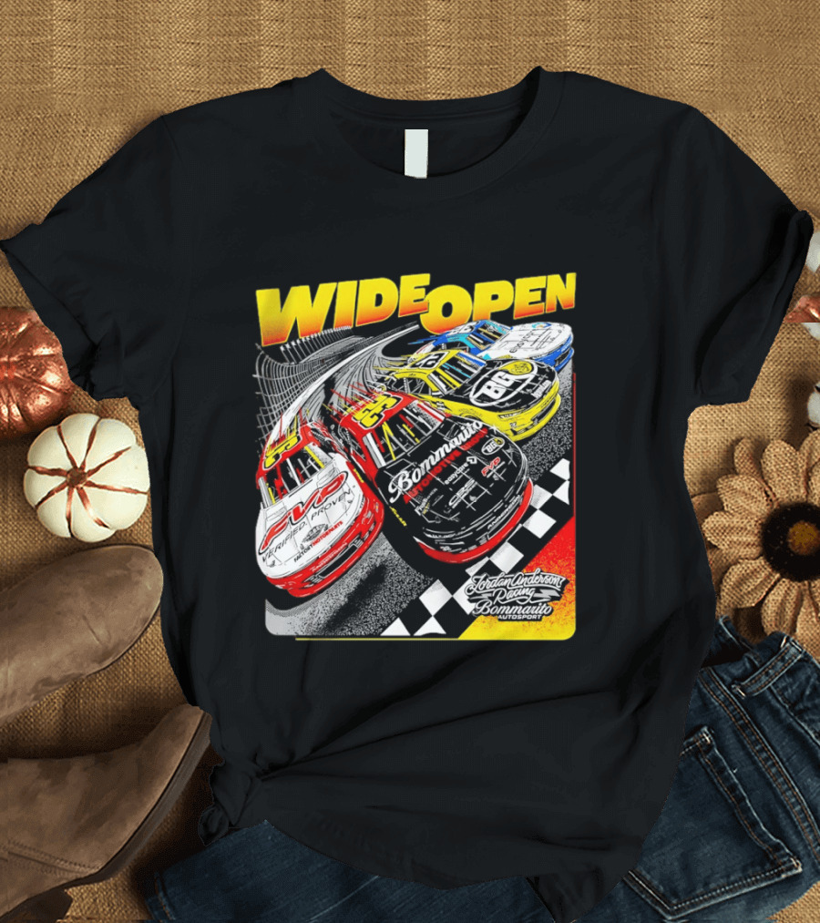 Wide Open Jordan Anderson Racing Bommarito Autosport Race Cars Checkered Track T-Shirt