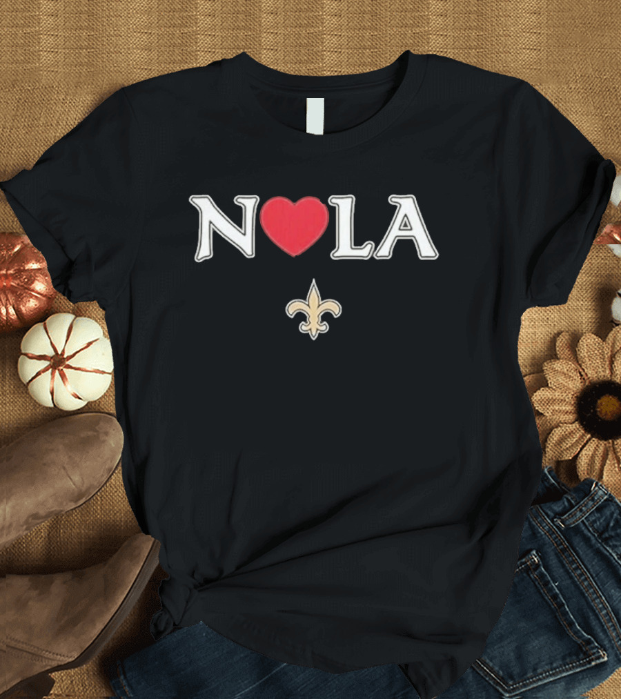 NOLA Heart Fleur De Lis New Orleans Saints T-Shirt