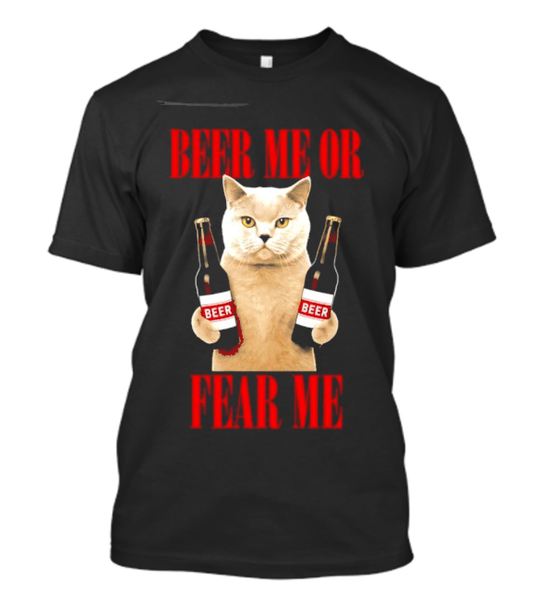 Beer Me Or Fear Me Cat Holding Beer Bottles T-Shirt