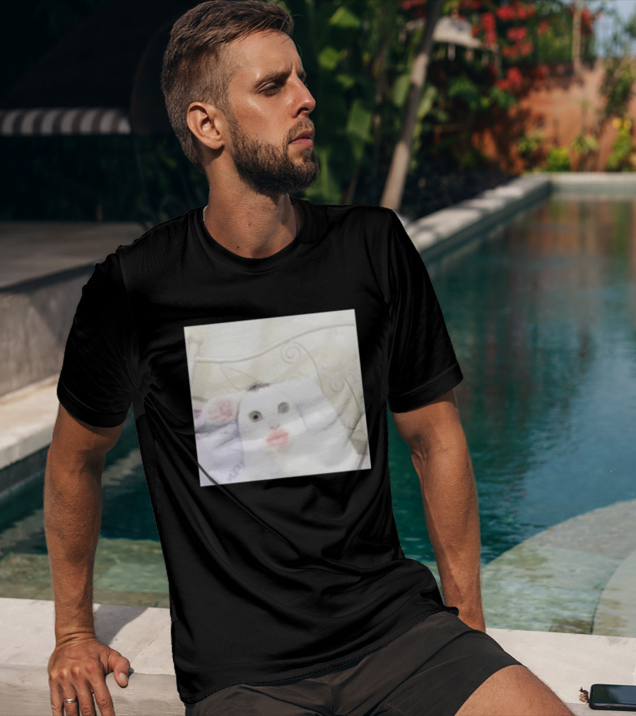 Cursed Cat Meme Funny Distorted Face Filter Selfie T-Shirt