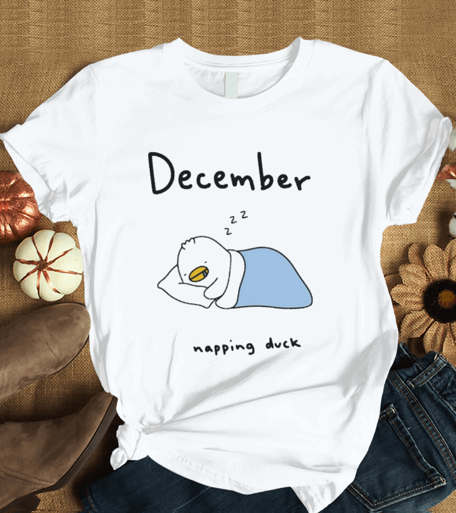 December Cozy Napping Duck Winter Month T-Shirt