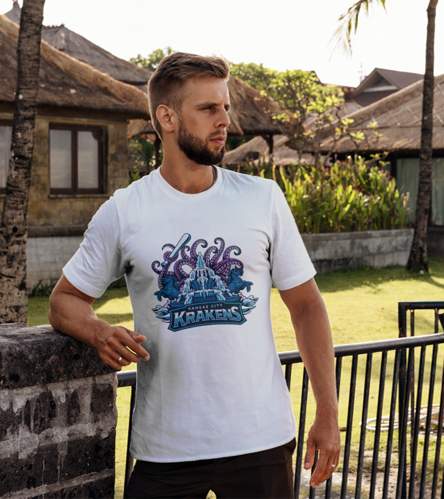 Kansas City Krakens Fountain Octopus Horses Sports Team T-Shirt