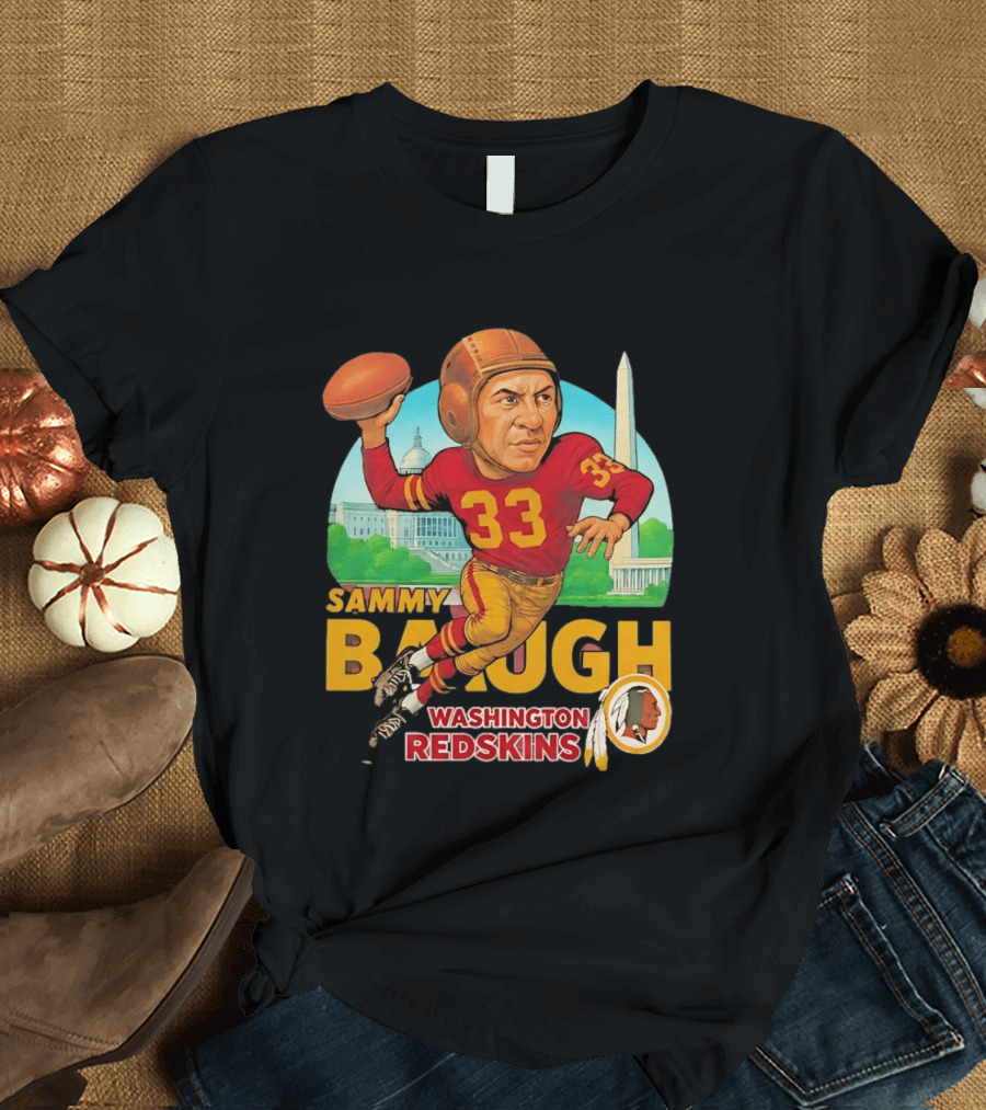 Sammy Baugh Washington Redskins Caricature Number 33 Football Legend T-Shirt