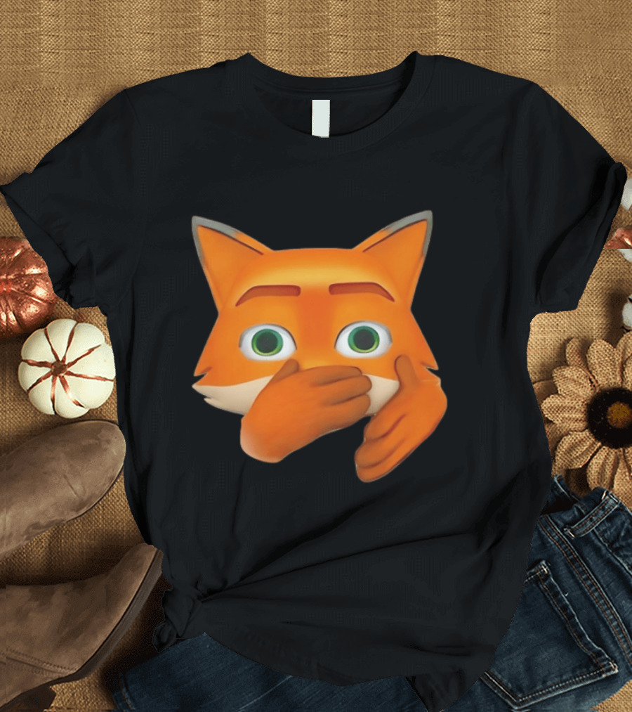 Scuba Fox Emoji Animal Covering Mouth Diving T-Shirt