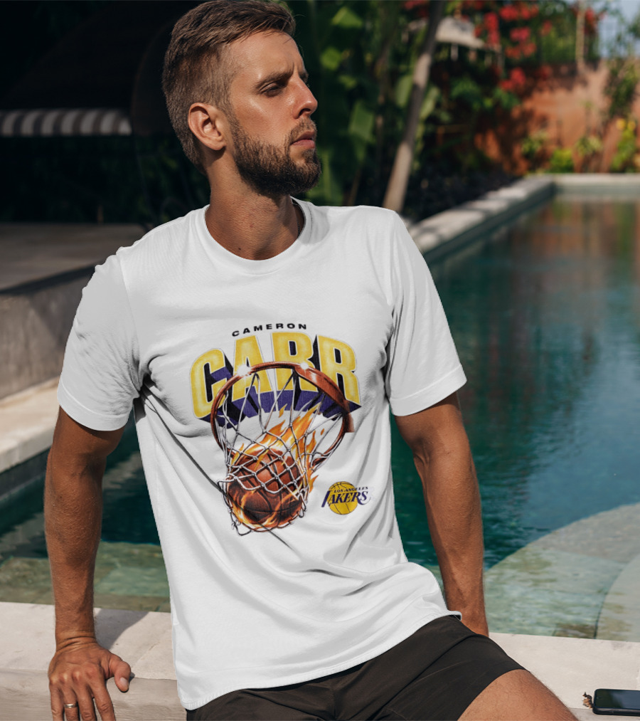 Cameron Carr Basketball Hoop Flame Los Angeles Lakers T-Shirt