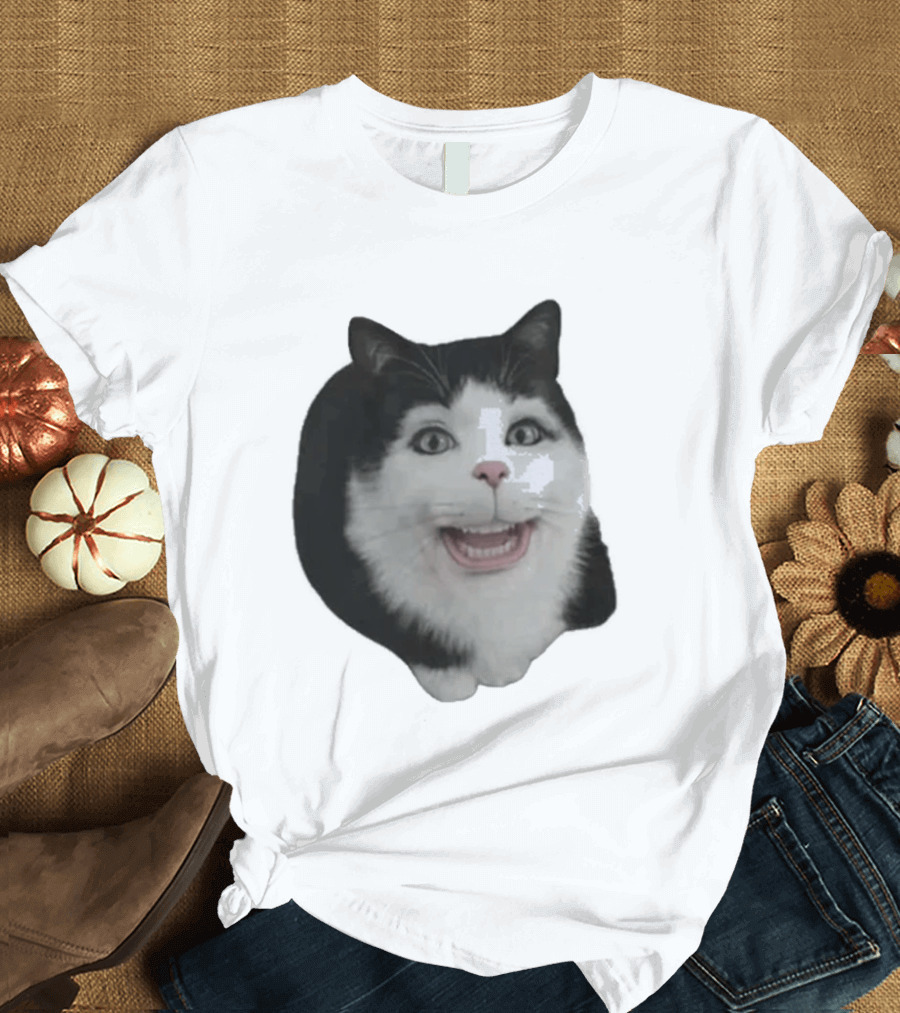 Grinning Cat With Human Teeth T-Shirt