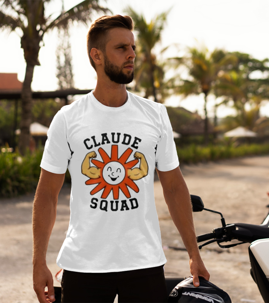 Claude Squad Sun With Flexing Arms T-Shirt