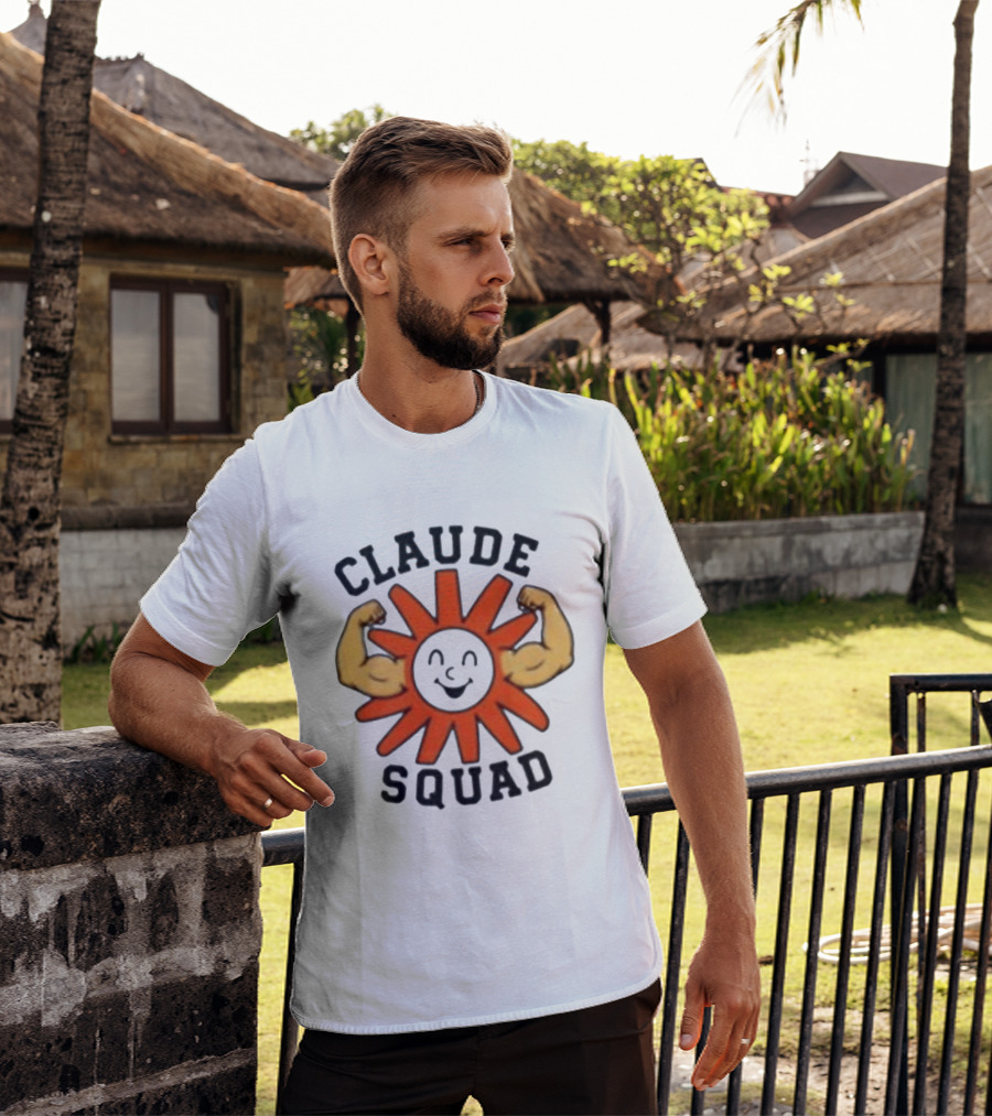Claude Squad Sun With Flexing Arms T-Shirt