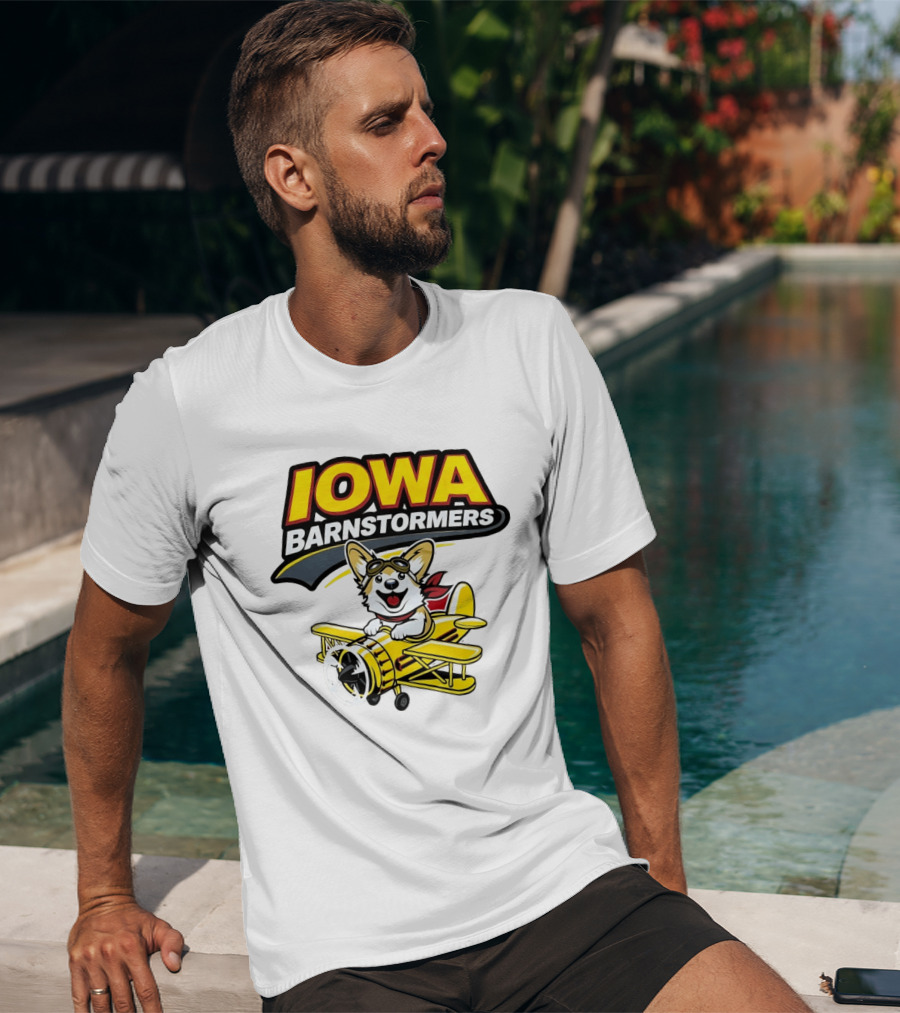 Iowa Barnstormers Corgi Pilot Airplane T-Shirt