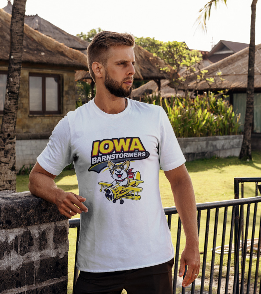 Iowa Barnstormers Corgi Pilot Airplane T-Shirt